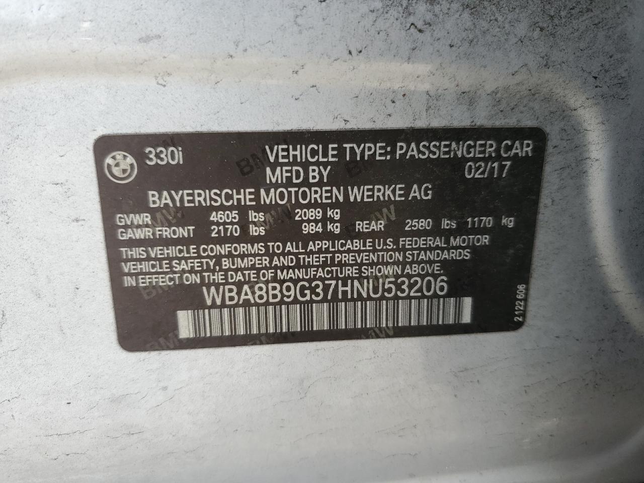 WBA8B9G37HNU53206 2017 BMW 3 SERIES - Image 15