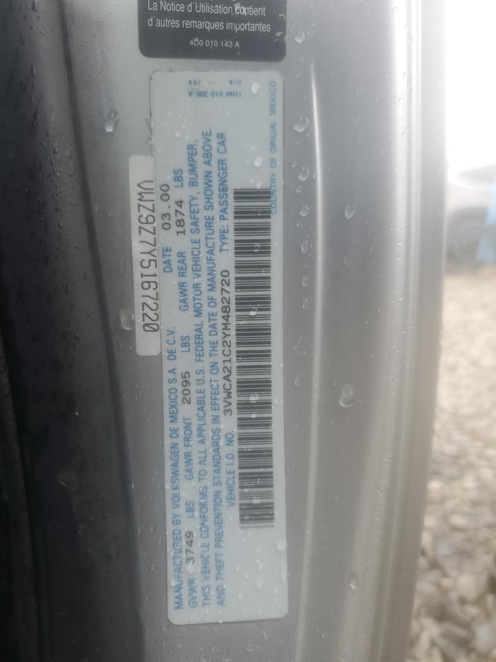 2000 Volkswagen New Beetle Gls VIN: 3VWCA21C2YM482720 Lot: 87412044