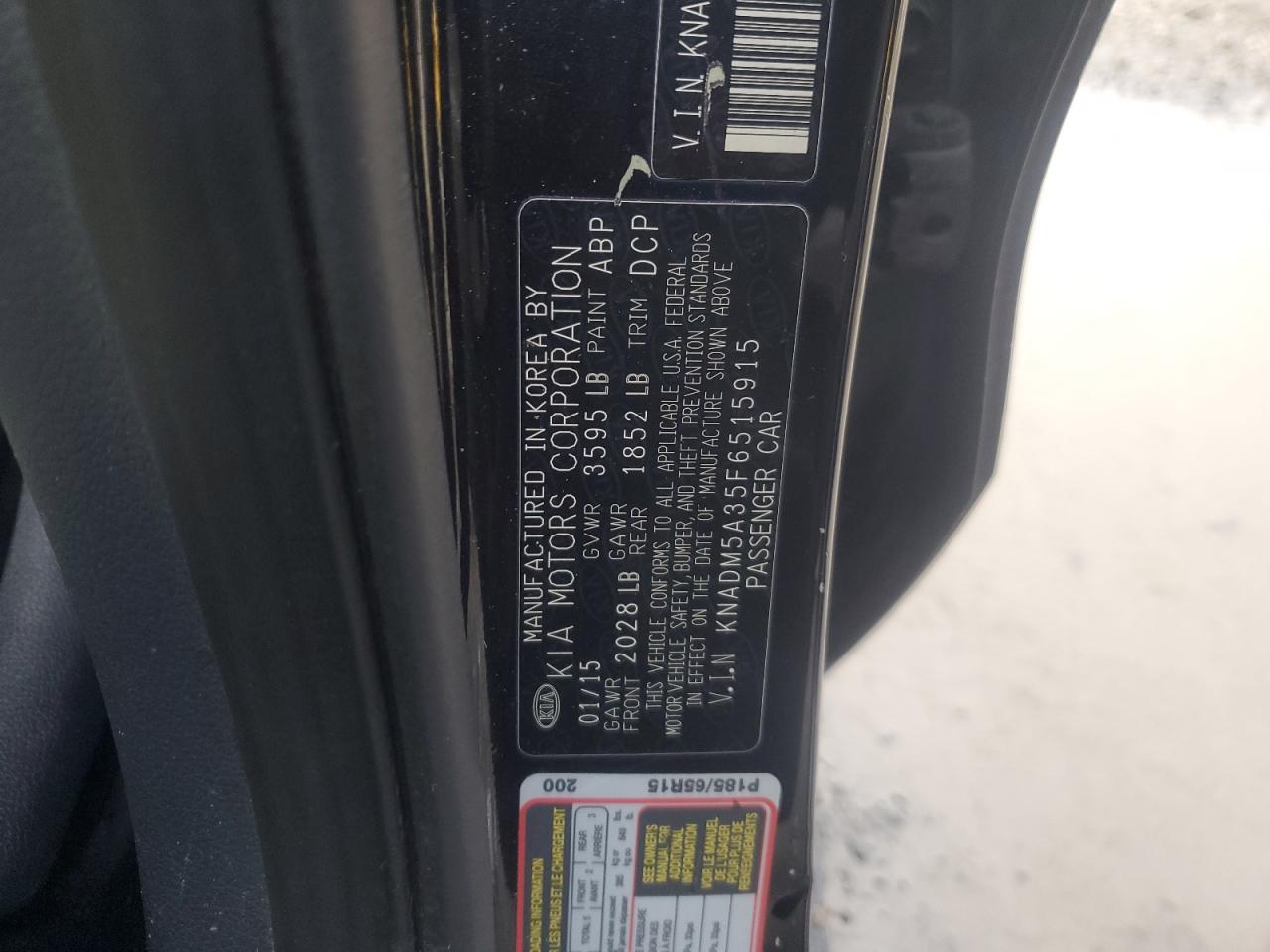 VIN KNADM5A35F6515915 2015 KIA RIO no.12