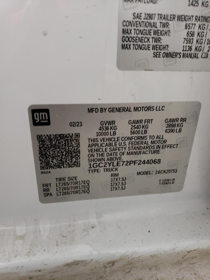 2023 Chevrolet Silverado K2500 Heavy Duty VIN: 1GC2YLE72PF244068 Lot: 42202415