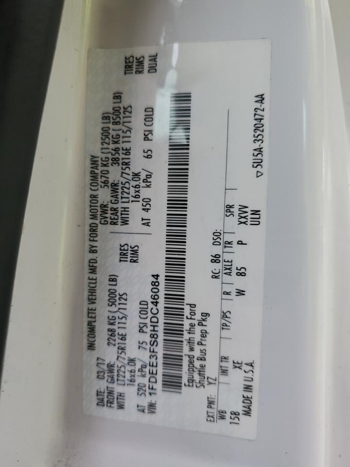 2017 Ford Econoline E350 Super Duty Cutaway Van VIN: 1FDEE3FS8HDC46084 Lot: 86516534