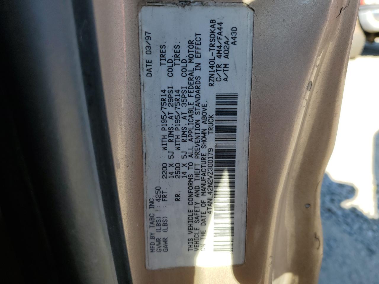 1997 Toyota Tacoma VIN: 4TANL42N2VZ300179 Lot: 88819665