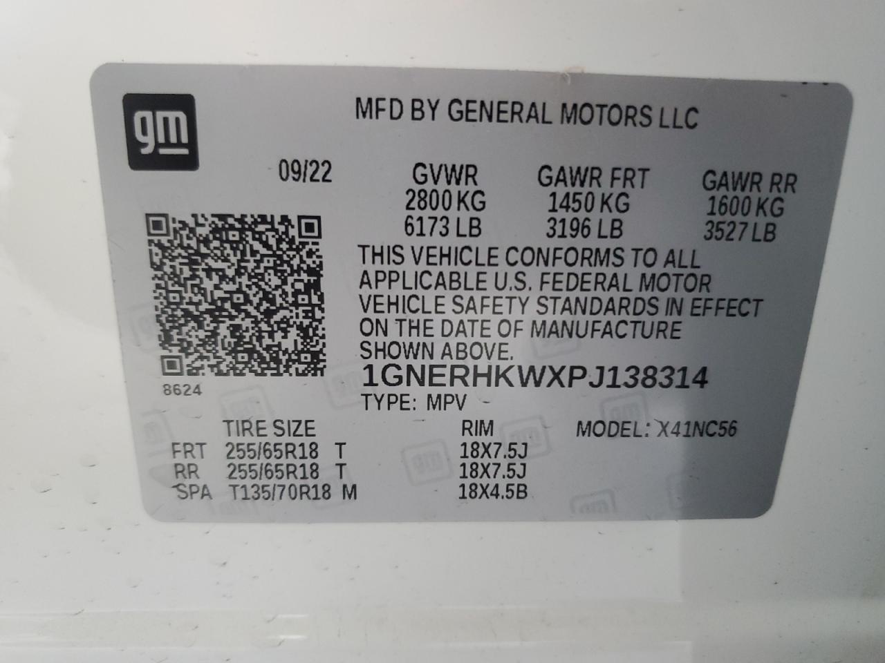 2023 Chevrolet Traverse Lt VIN: 1GNERHKWXPJ138314 Lot: 87602995