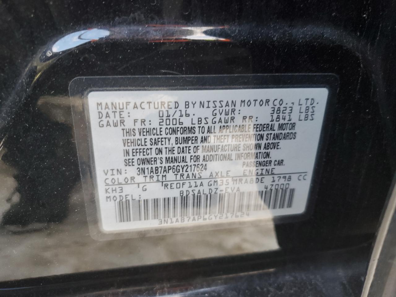 VIN 3N1AB7AP6GY217624 2016 NISSAN SENTRA no.13