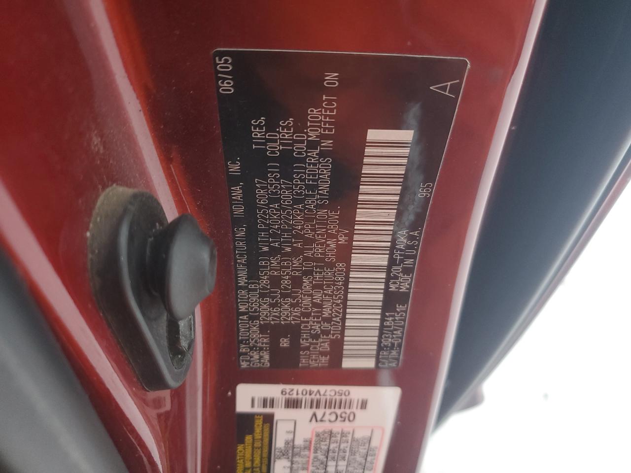 2005 Toyota Sienna Xle VIN: 5TDZA22C45S348038 Lot: 41754965