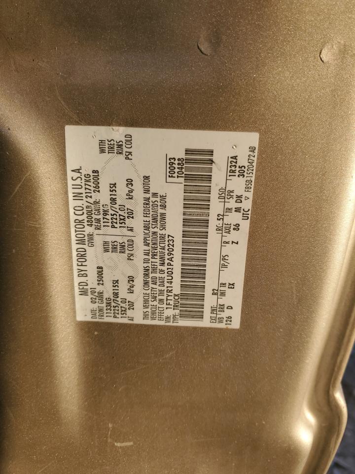 2001 Ford Ranger Super Cab VIN: 1FTYR14U01PA90237 Lot: 67426515