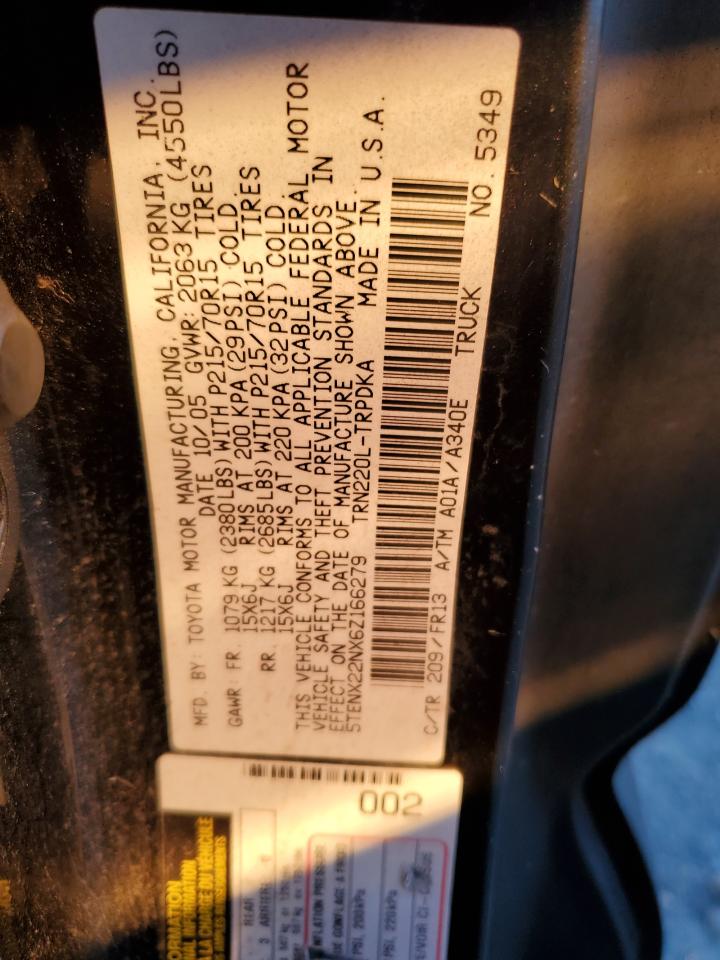 2006 Toyota Tacoma VIN: 5TENX22NX6Z166279 Lot: 88875855