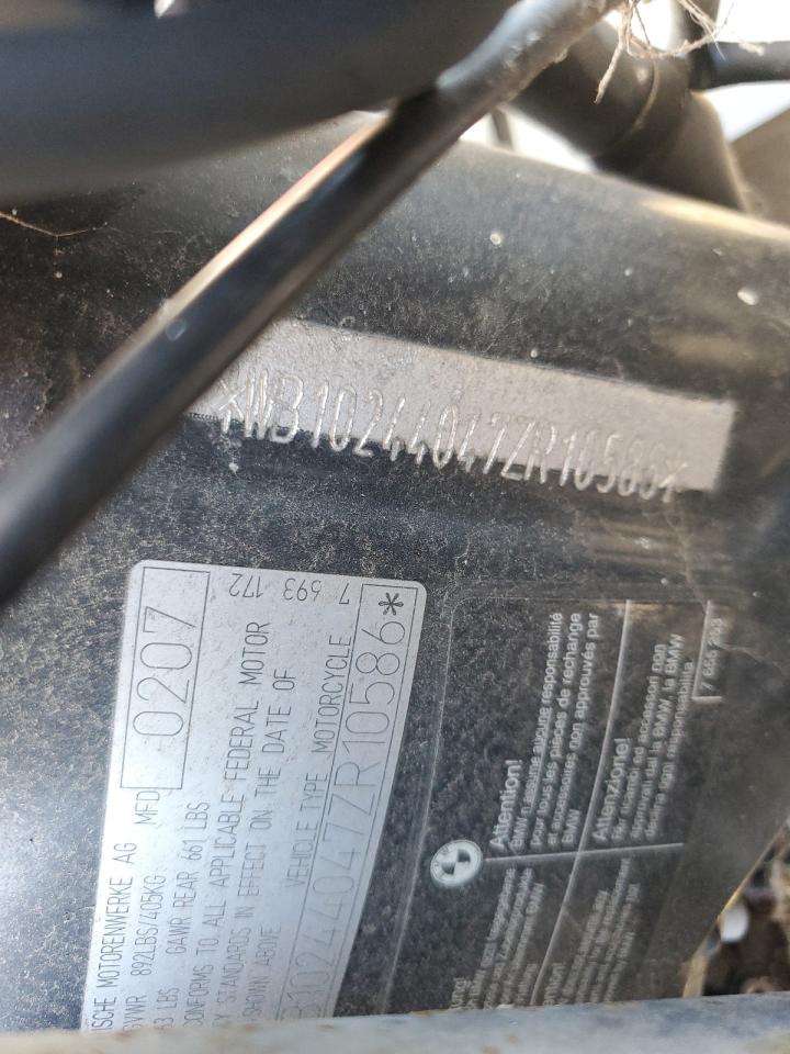 2007 BMW F800 St VIN: WB10244047ZR10586 Lot: 87700035