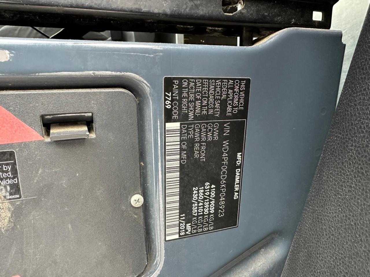 2019 Mercedes-Benz Sprinter 2500/3500 VIN: WD4PF0CD6KP048923 Lot: 42323875