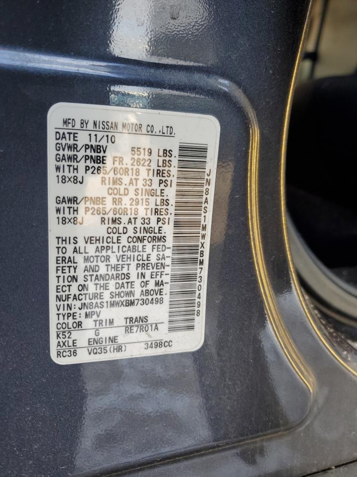 2011 Infiniti Fx35 VIN: JN8AS1MWXBM730498 Lot: 87242194