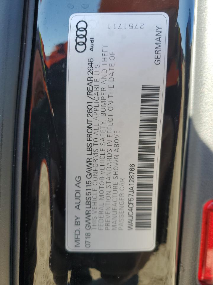 2018 Audi S5 Prestige VIN: WAUC4CF57JA128766 Lot: 88145035