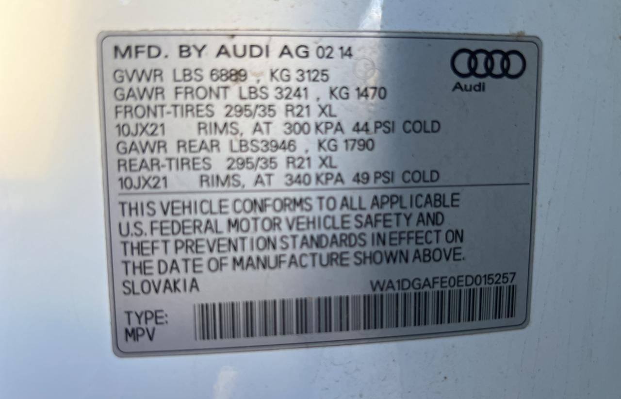 VIN WA1DGAFE0ED015257 2014 AUDI Q7 no.10