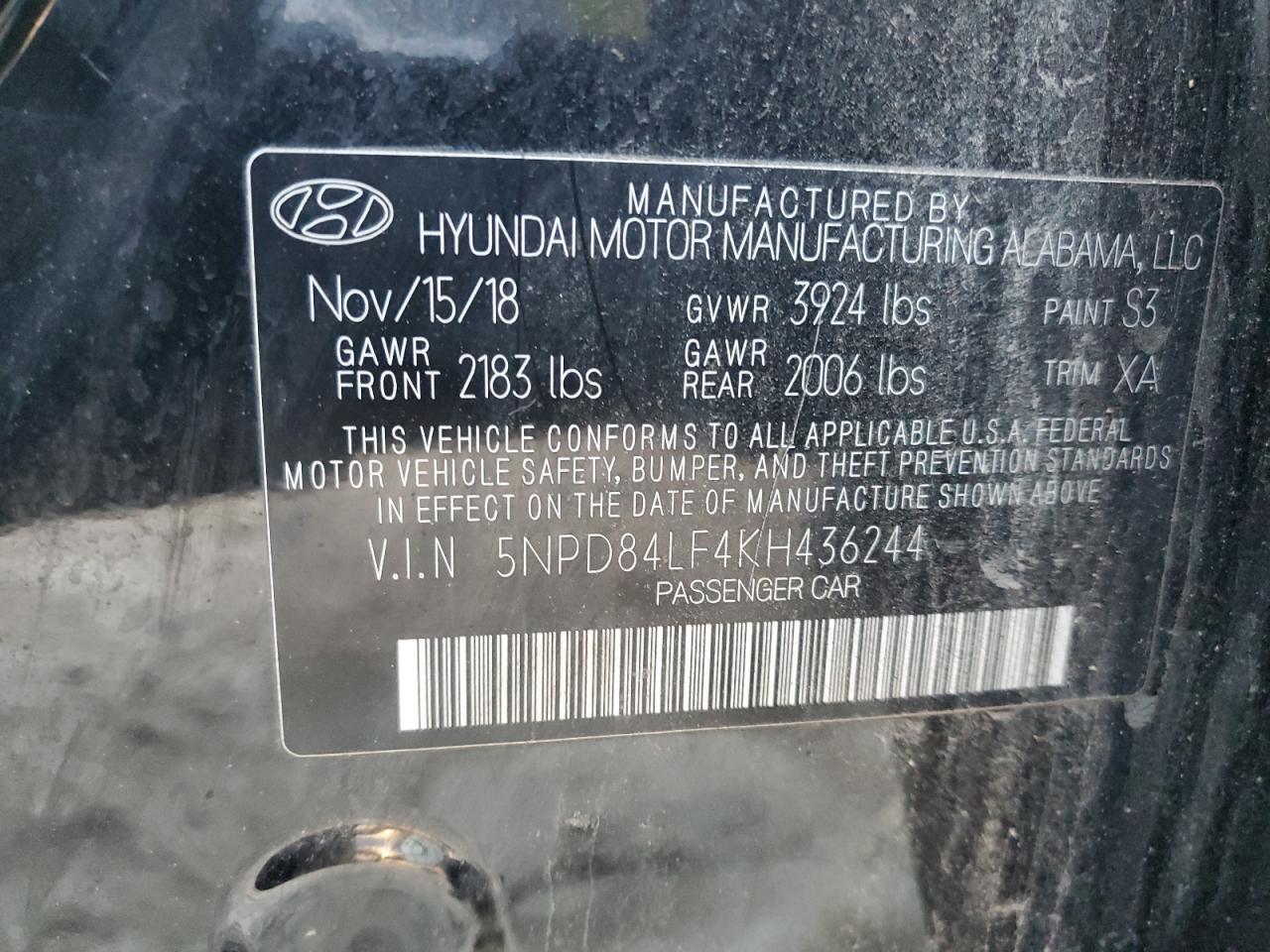 VIN 5NPD84LF4KH436244 2019 HYUNDAI ELANTRA no.13