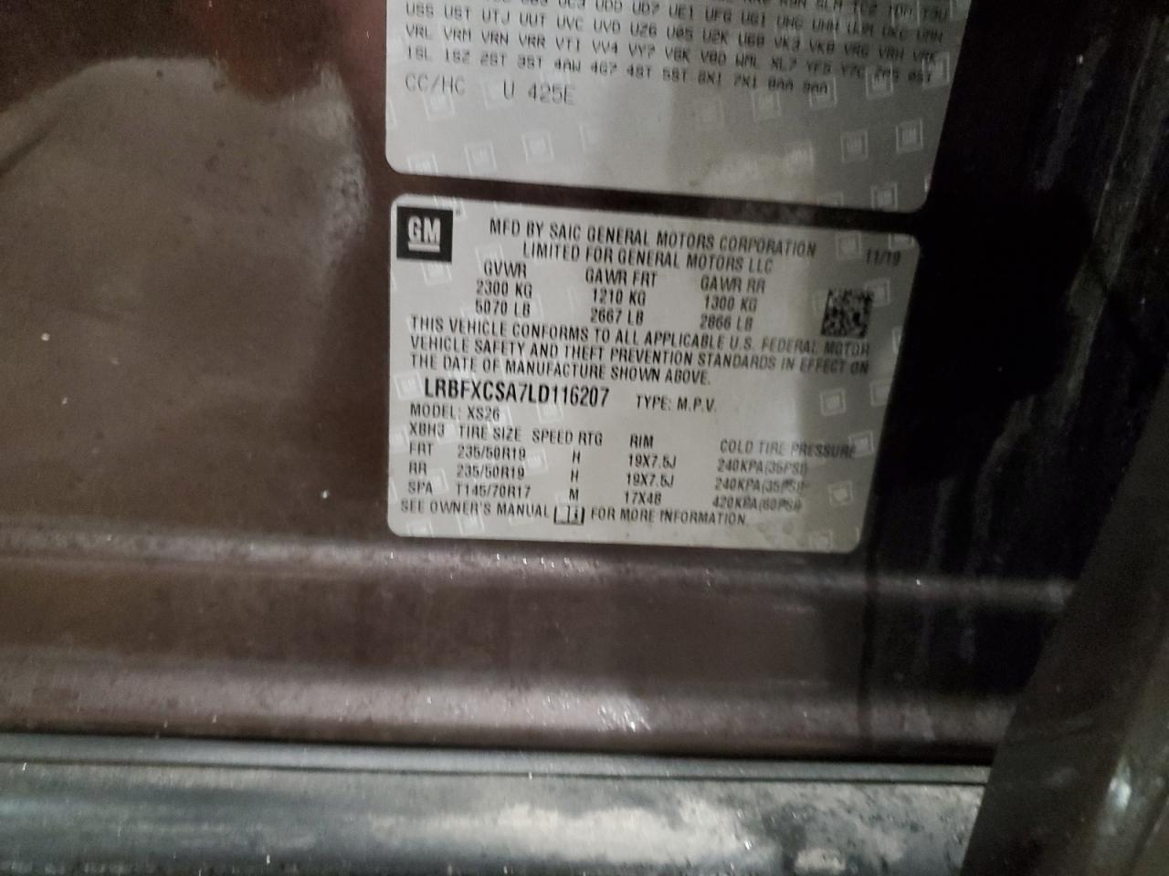 2020 Buick Envision Essence VIN: LRBFXCSA7LD116207 Lot: 44756765