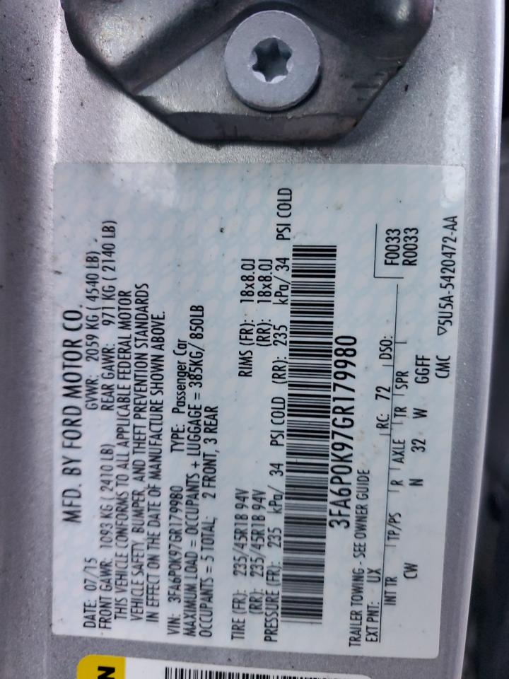 3FA6P0K97GR179980 2016 FORD FUSION - Image 12