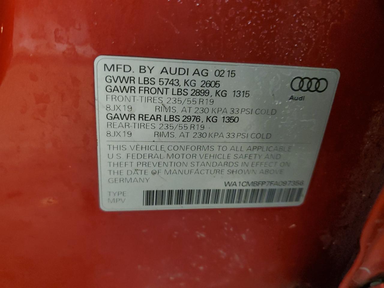 WA1CMBFP7FA097356 2015 AUDI Q5 - Image 13