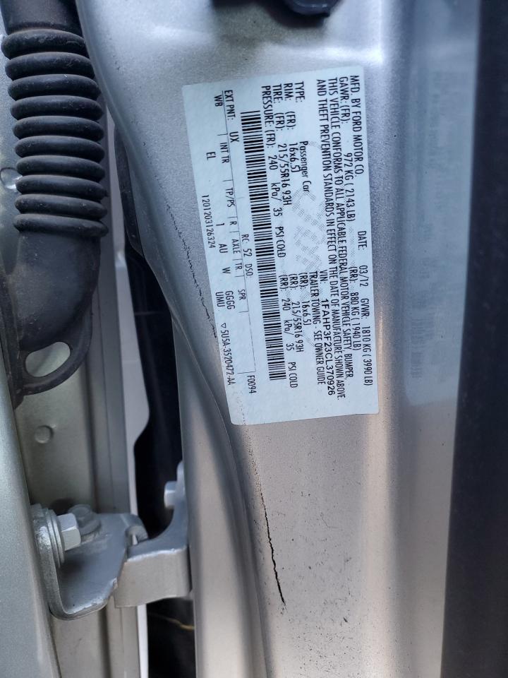 2012 Ford Focus Se VIN: 1FAHP3F23CL370926 Lot: 88334845