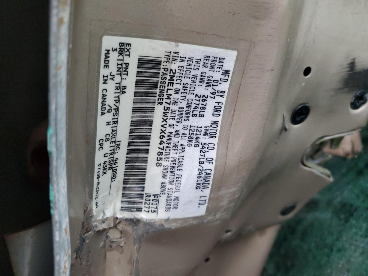 1997 Mercury Grand Marquis Ls VIN: 2MELM75WXVX647858 Lot: 43272895