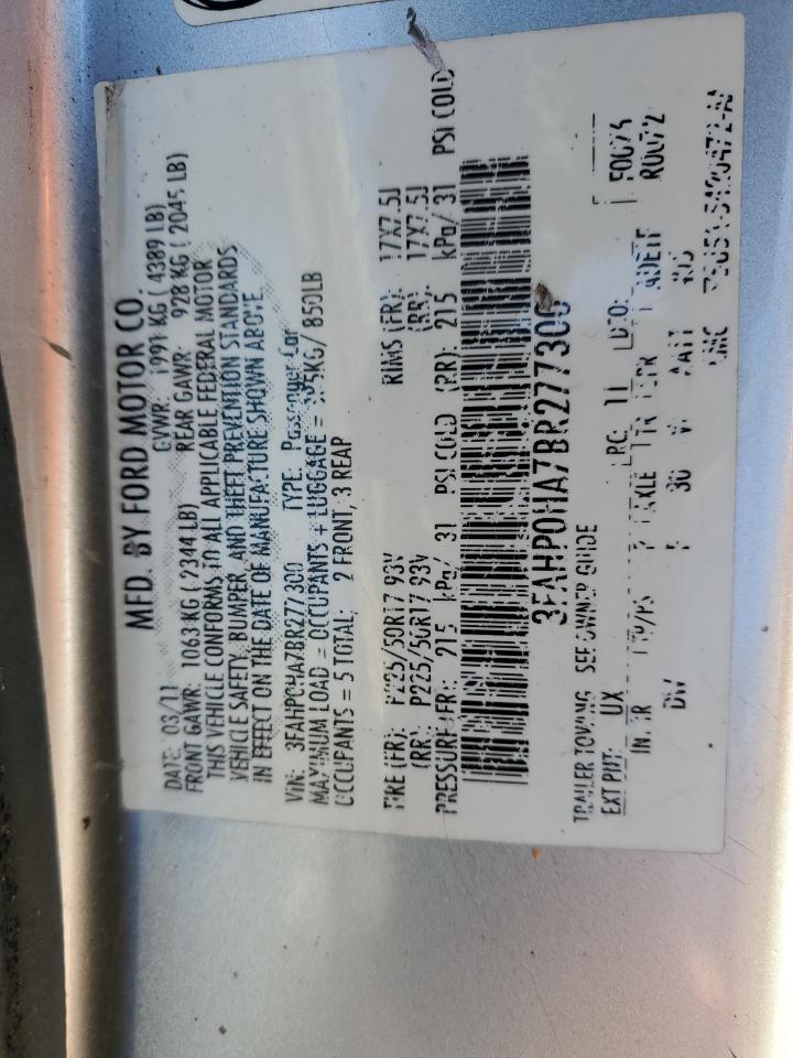 2011 Ford Fusion Se VIN: 3FAHP0HA7BR277300 Lot: 57472415