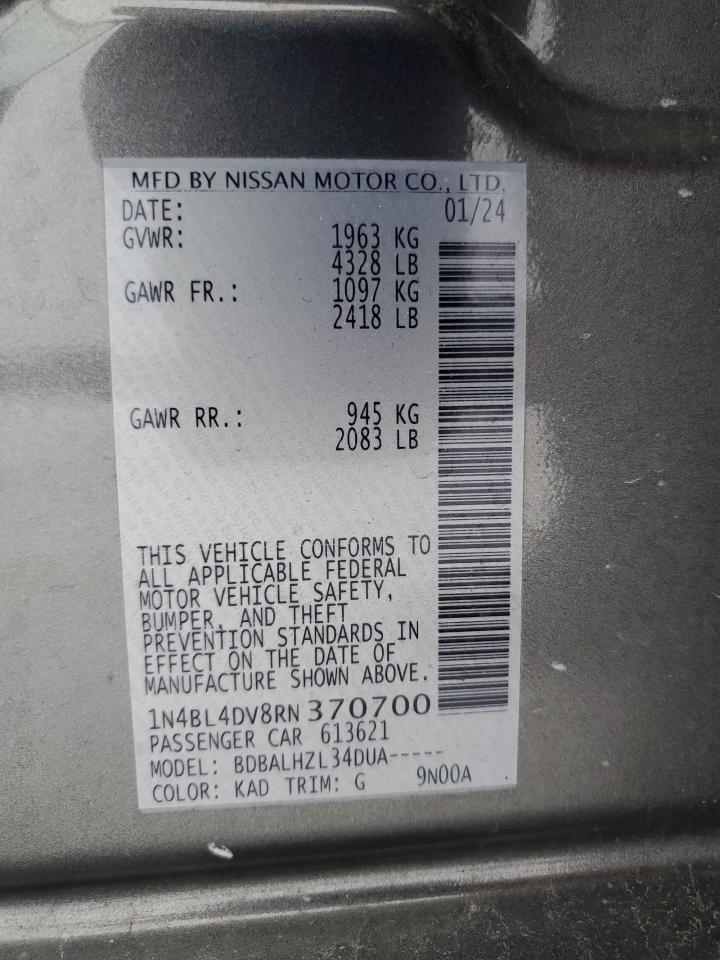 VIN 1N4BL4DV8RN370700 2024 NISSAN ALTIMA no.12