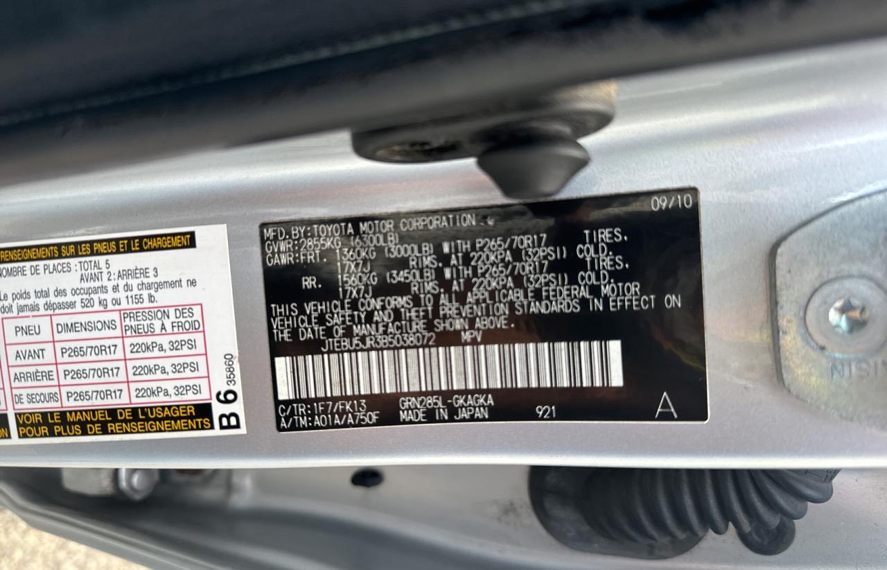 2011 Toyota 4Runner Sr5 VIN: JTEBU5JR3B5038072 Lot: 88536815