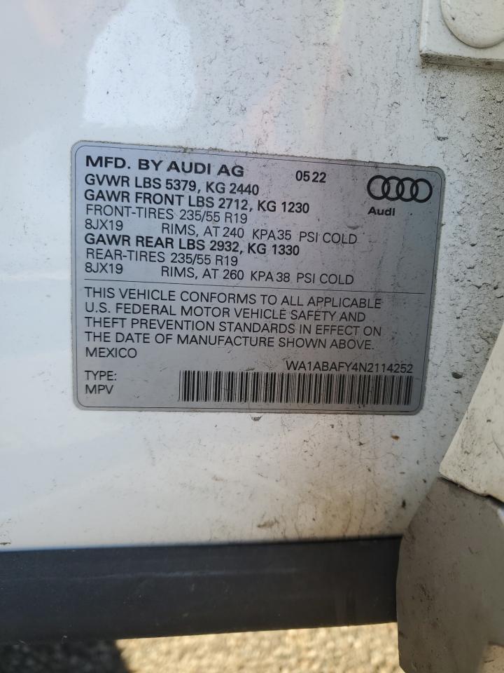 VIN WA1ABAFY4N2114252 2022 AUDI Q5 no.13