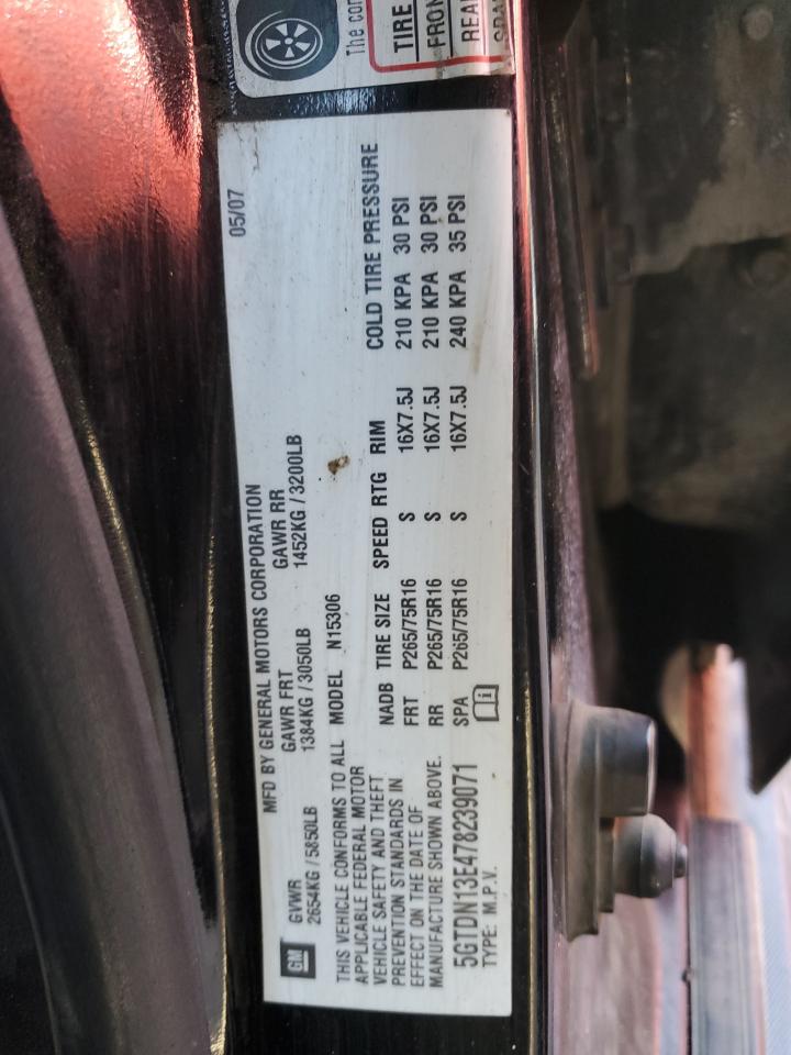 2007 Hummer H3 VIN: 5GTDN13E478239071 Lot: 88903765