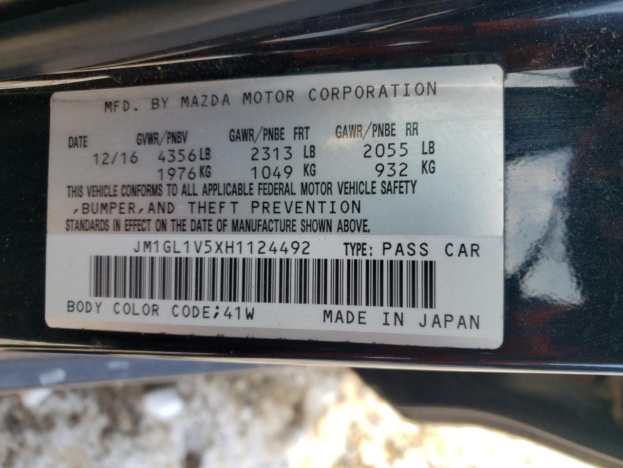 2017 Mazda 6 Touring VIN: JM1GL1V5XH1124492 Lot: 89049655