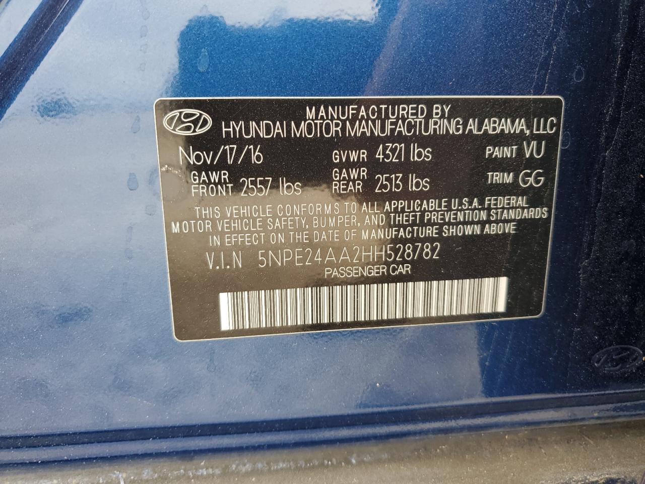 5NPE24AA2HH528782 2017 HYUNDAI SONATA - Image 12