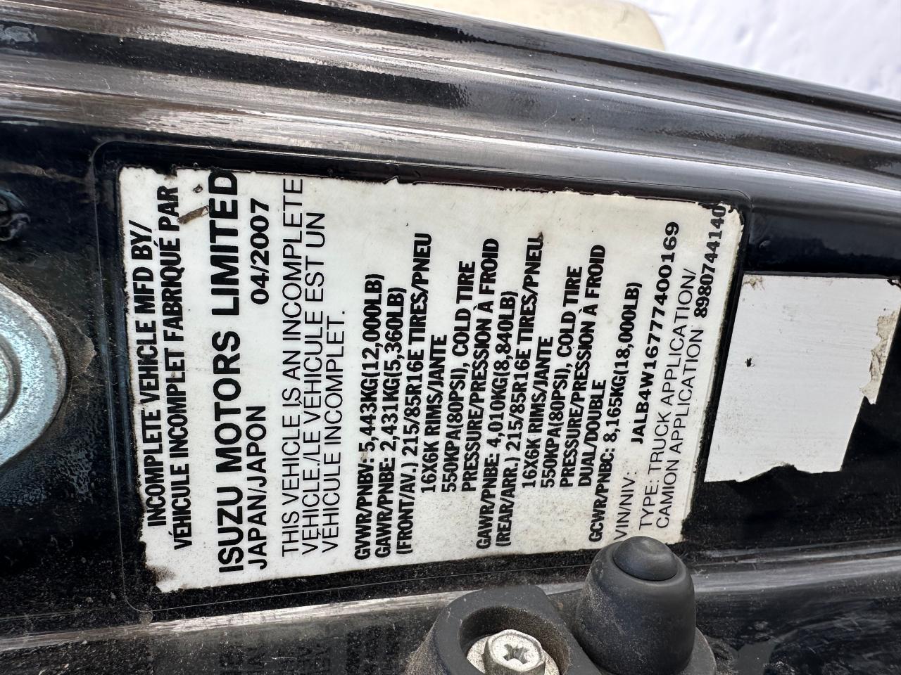 2007 Isuzu Npr VIN: JALB4W16777400169 Lot: 42369035