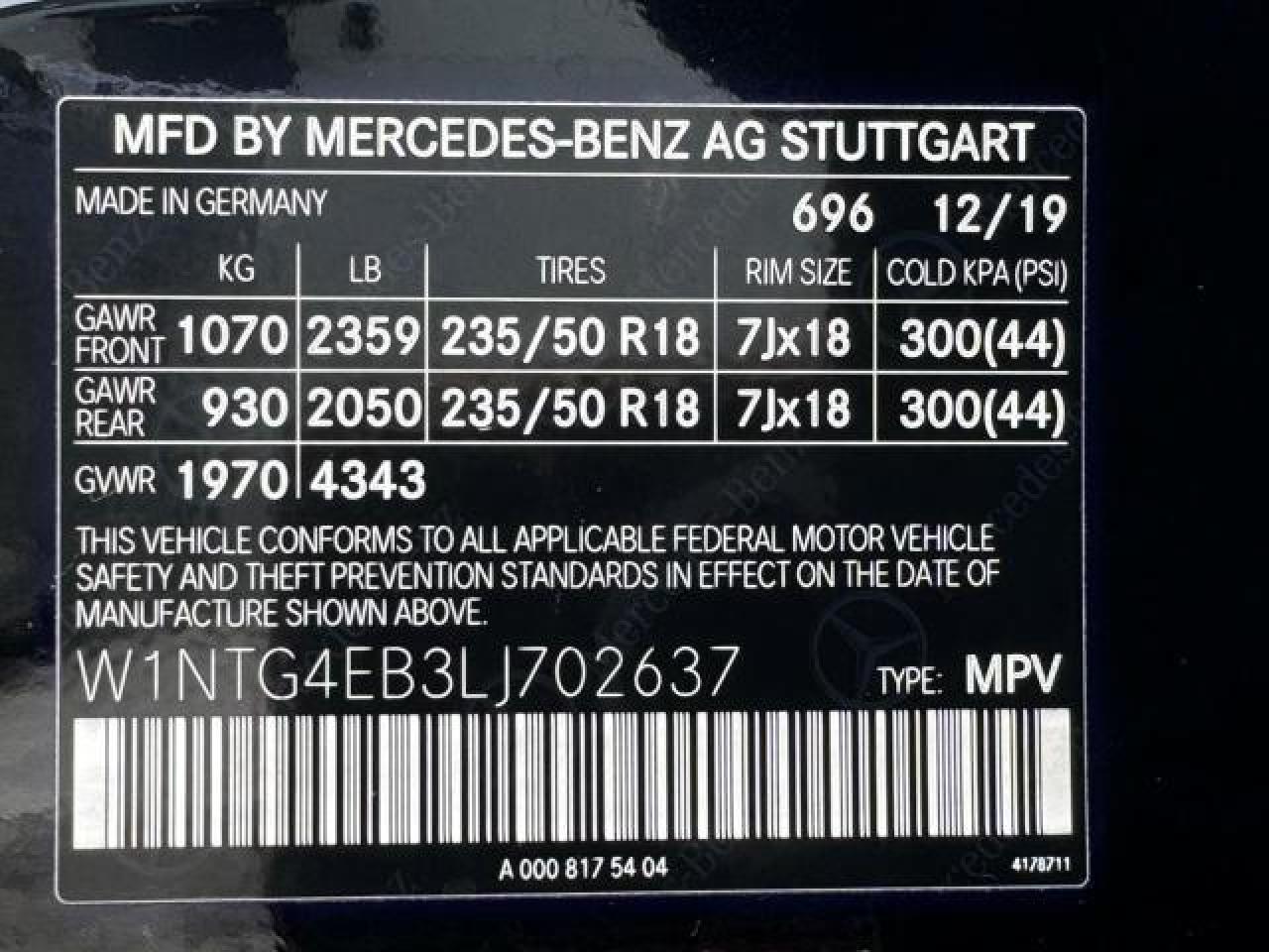 2020 Mercedes-Benz Gla 250 VIN: W1NTG4EB3LJ702637 Lot: 41712005