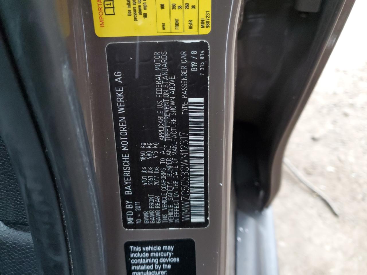 2012 Mini Cooper S Countryman VIN: WMWZC5C53CWM12317 Lot: 41667455