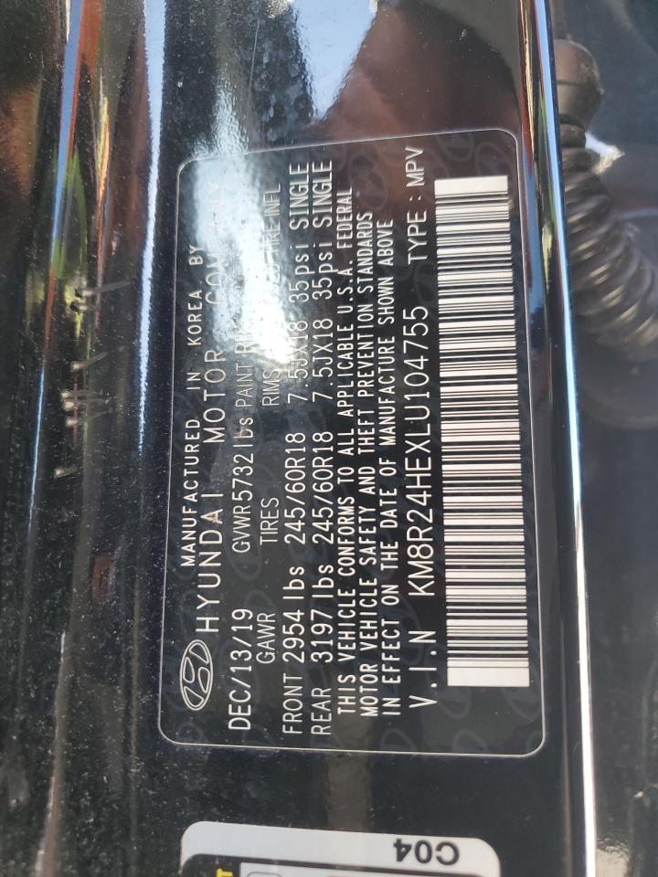 2020 Hyundai Palisade Sel VIN: KM8R24HEXLU104755 Lot: 78482224