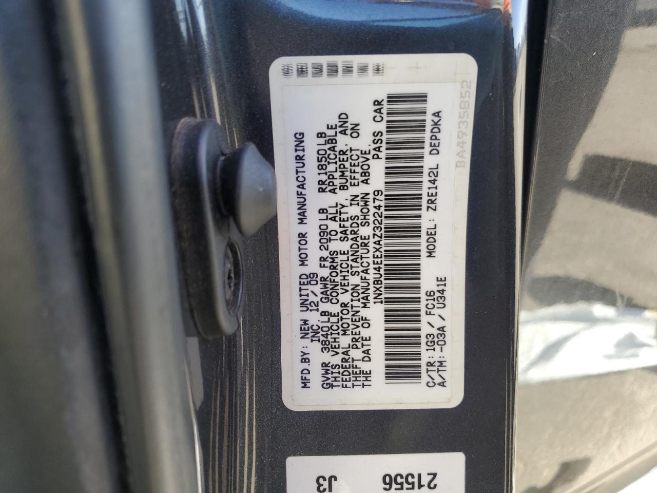 2010 Toyota Corolla Base VIN: 1NXBU4EEXAZ322479 Lot: 89163855