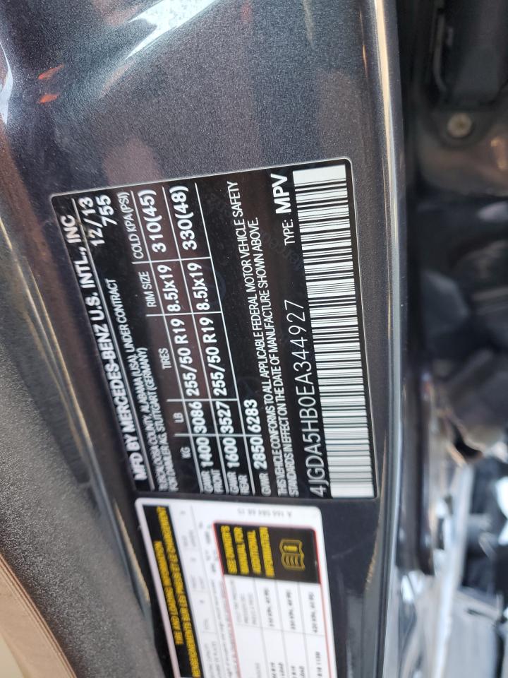 2014 Mercedes-Benz Ml 350 4Matic VIN: 4JGDA5HB0EA344927 Lot: 87540015