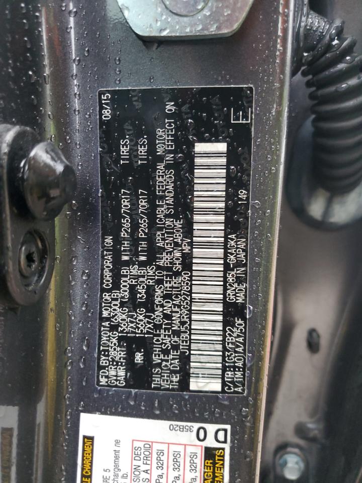 2016 Toyota 4Runner Sr5/Sr5 Premium VIN: JTEBU5JR9G5278590 Lot: 85541404