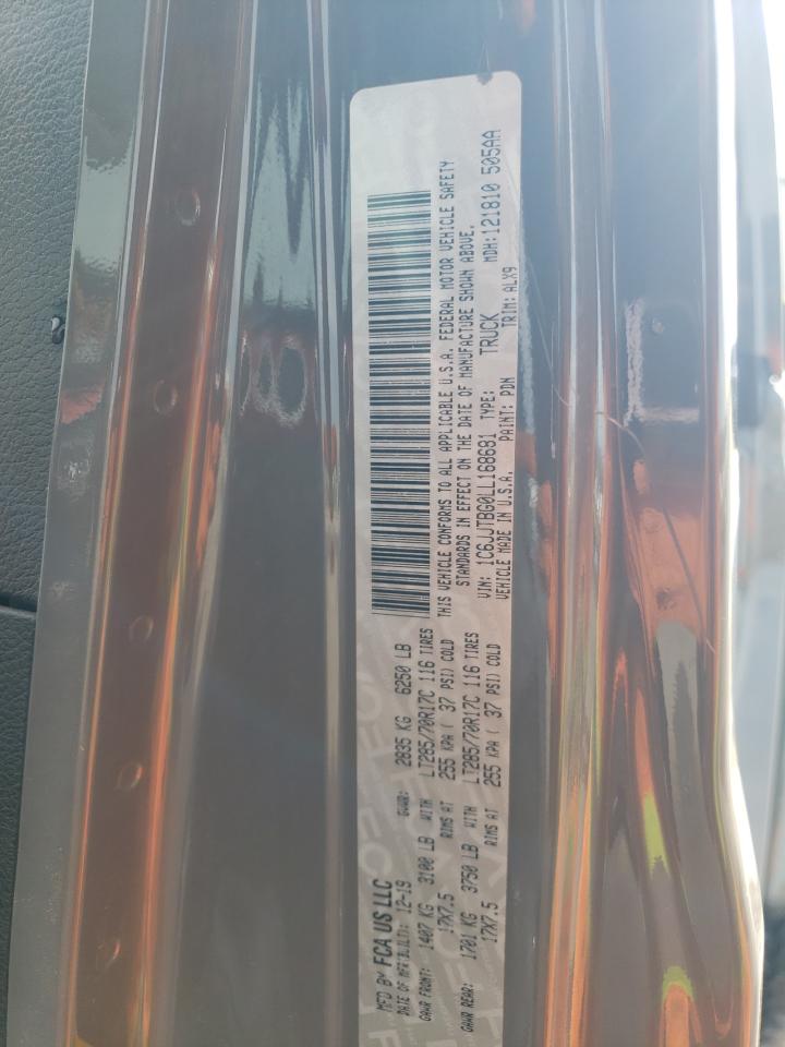 2020 Jeep Gladiator Rubicon VIN: 1C6JJTBG0LL168681 Lot: 87429764