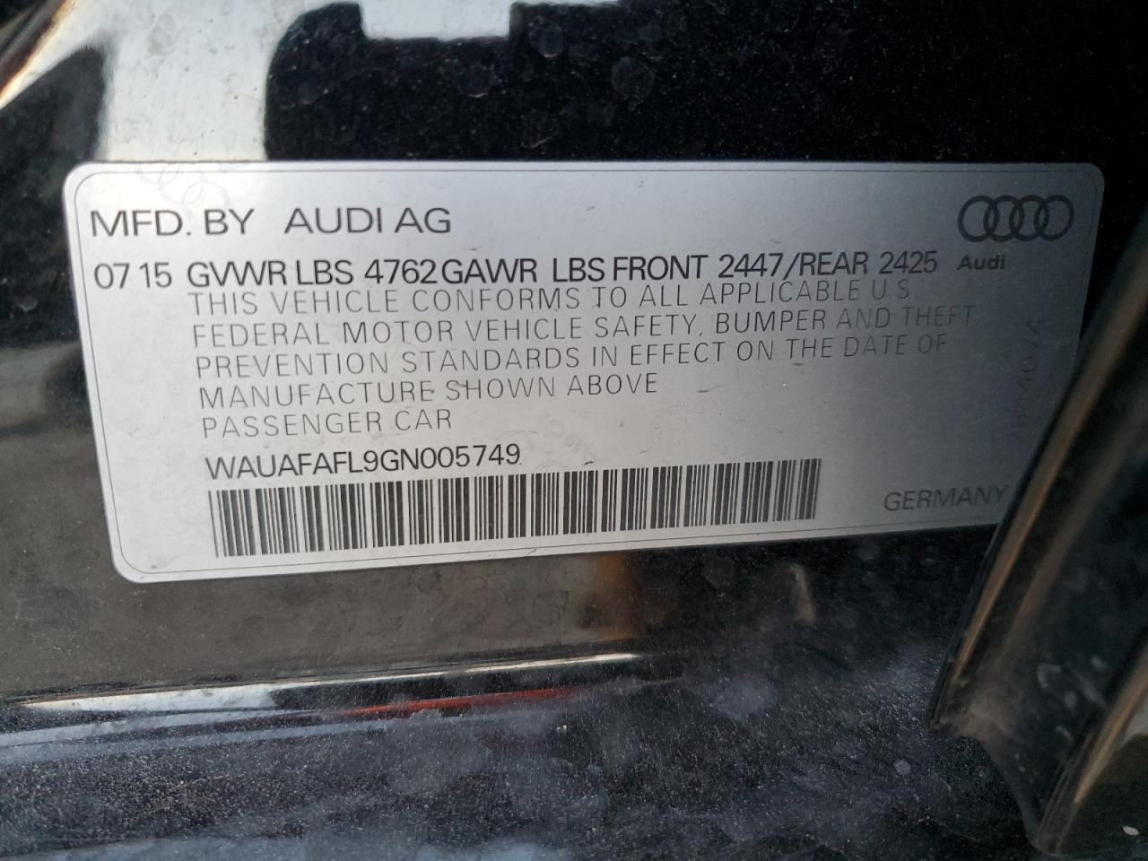 WAUAFAFL9GN005749 2016 AUDI A4 - Image 12