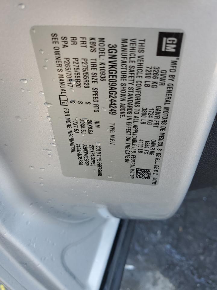 2010 Chevrolet Avalanche Ltz VIN: 3GNVKGE09AG244249 Lot: 42954395