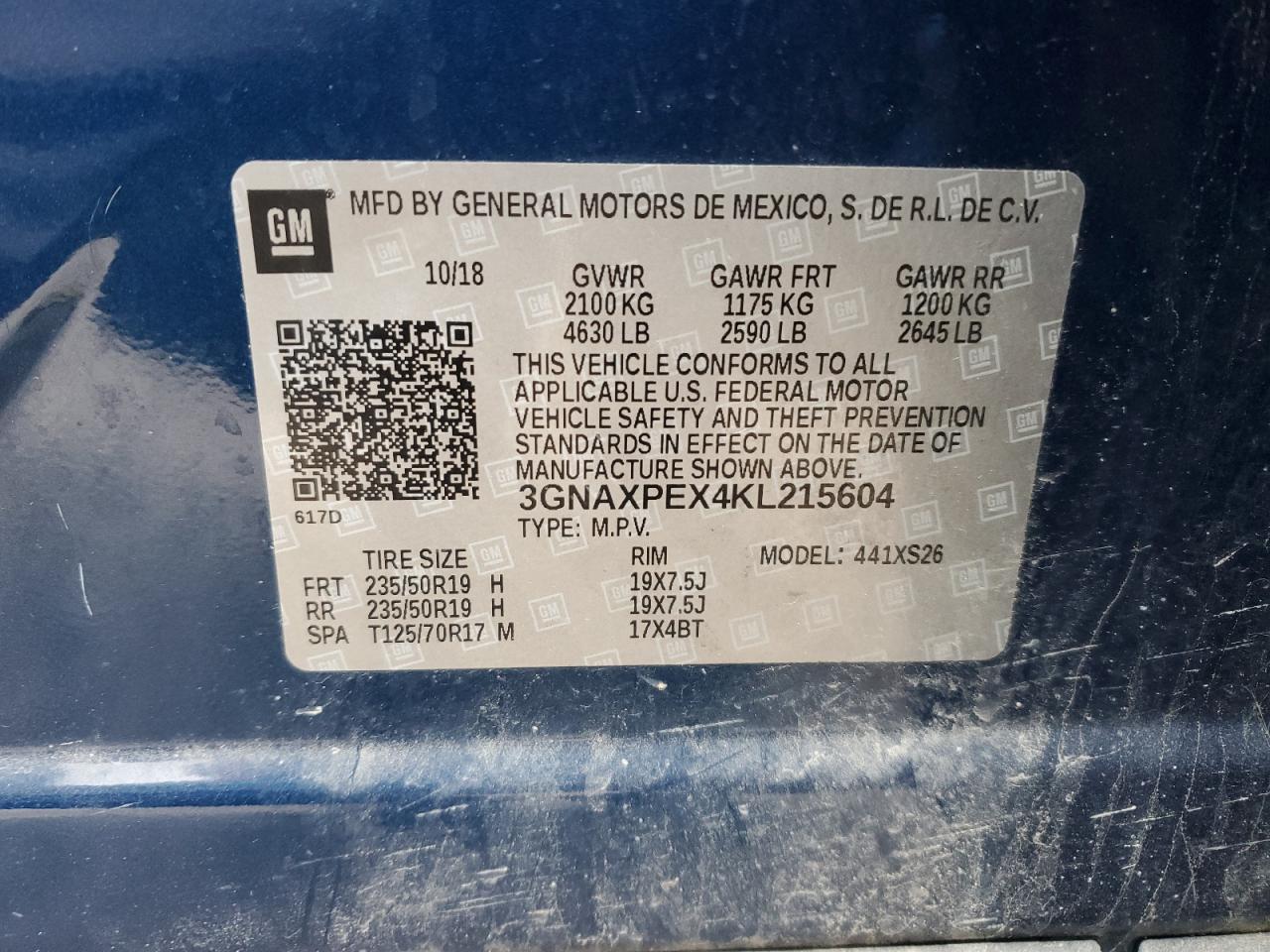 VIN 3GNAXPEX4KL215604 2019 CHEVROLET EQUINOX no.13