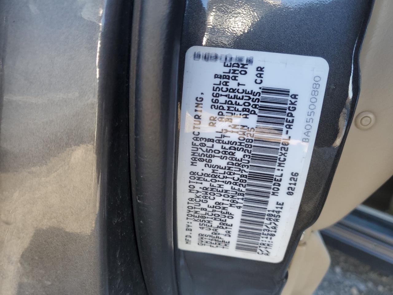2003 Toyota Avalon Xl VIN: 4T1BF28B73U328825 Lot: 88932235