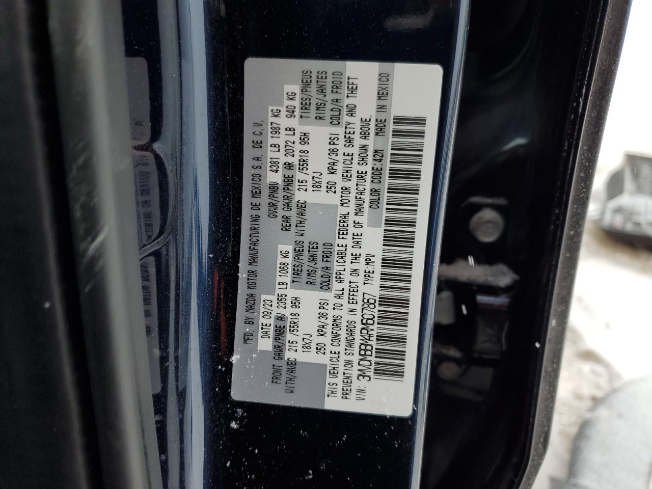 2024 Mazda Cx-30 Select VIN: 3MVDMBBM4RM607867 Lot: 42128285