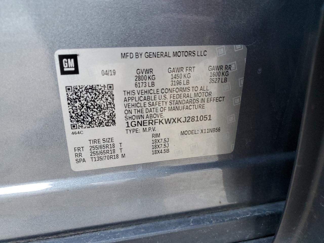 2019 Chevrolet Traverse Ls VIN: 1GNERFKWXKJ281051 Lot: 86358584