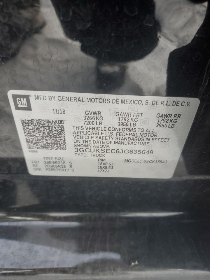 2018 Chevrolet Silverado K1500 Ltz VIN: 3GCUKSEC6JG635649 Lot: 87047974