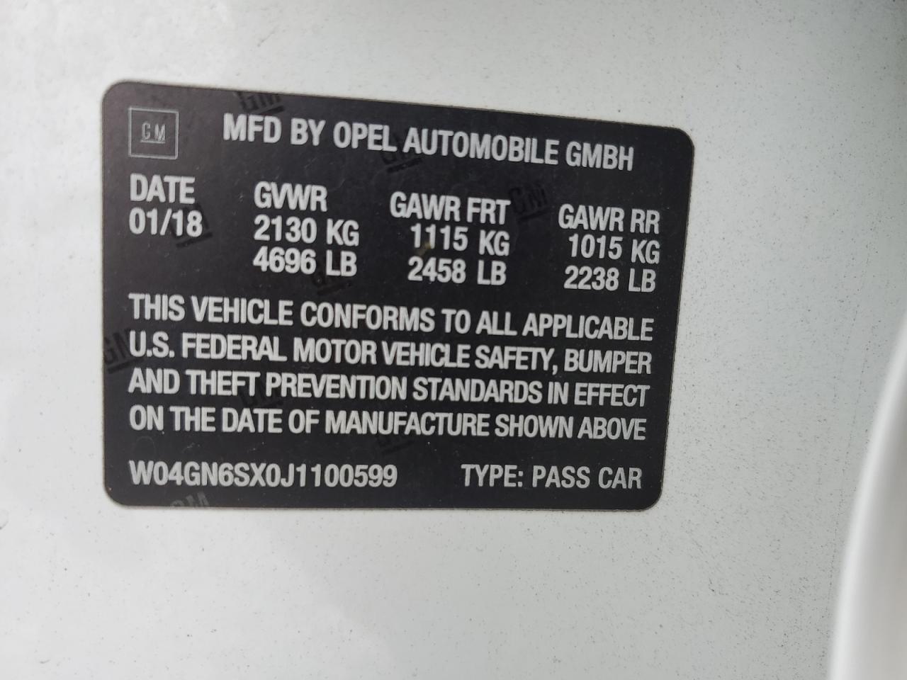 2020 Buick Regal Preferred Ii VIN: W04GN6SX0J1100599 Lot: 41698515