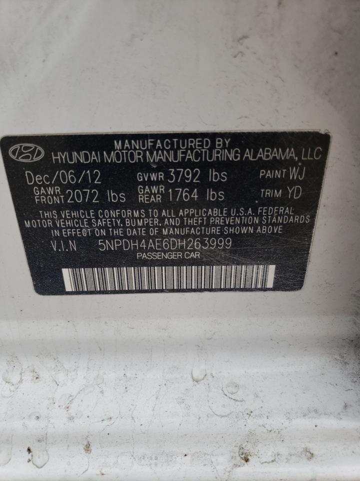 2013 Hyundai Elantra Gls VIN: 5NPDH4AE6DH263999 Lot: 89405485