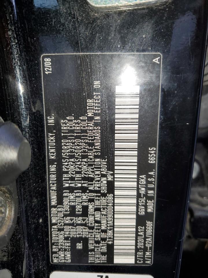 2009 Toyota Venza VIN: 4T3BK11A99U004086 Lot: 88294485