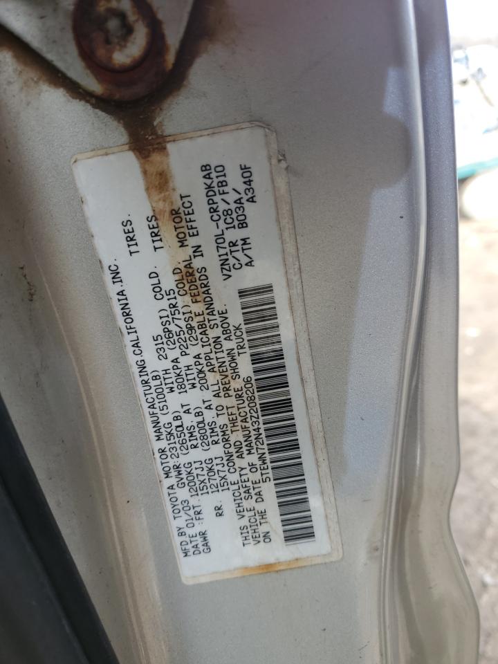 2003 Toyota Tacoma Xtracab VIN: 5TEWN72N43Z208206 Lot: 87040014