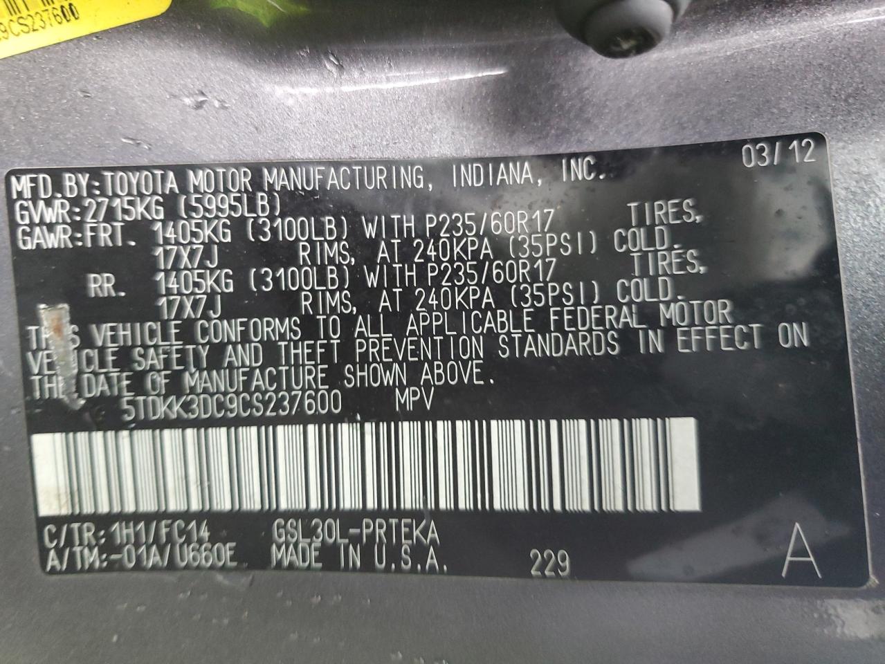 2012 Toyota Sienna - Image 13
