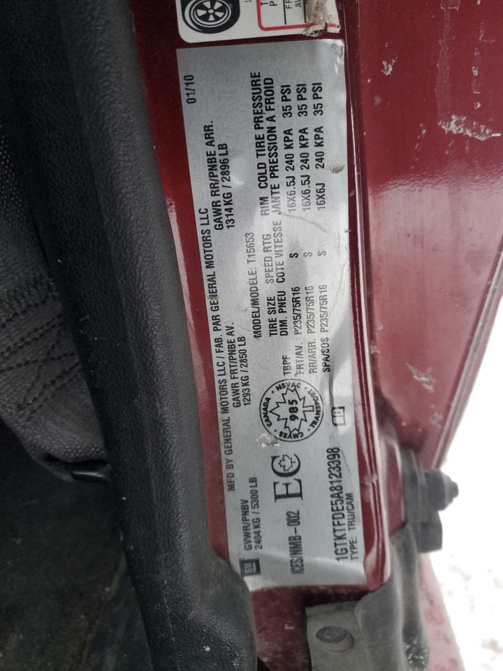 2010 GMC Canyon Slt VIN: 1GTKTFDE5A8123398 Lot: 88504215